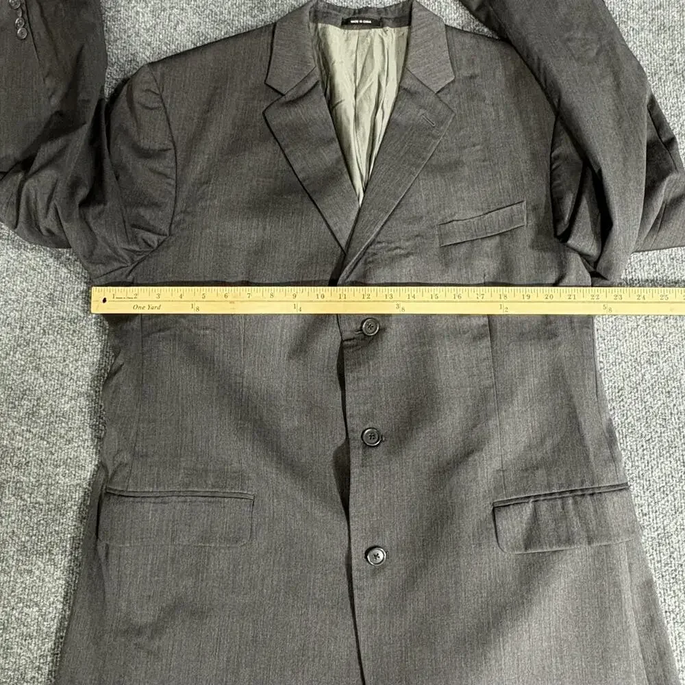 Calvin Klein Blazer Mens 46L Gray 100% Wool 3 Button Notch Lapel Sport Coat